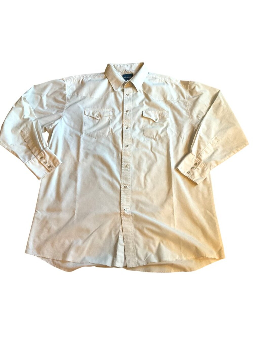 Vintage Wrangler Western Pearl Snap Shirt Sz 3XL White Long Sleeve Cowboy Style